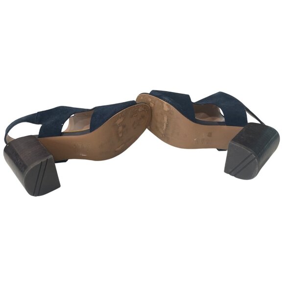 Market & Spruce Navy Gabriel Suede Slingback Block Heel Size 7 Timeless Comfort - Picture 4 of 6